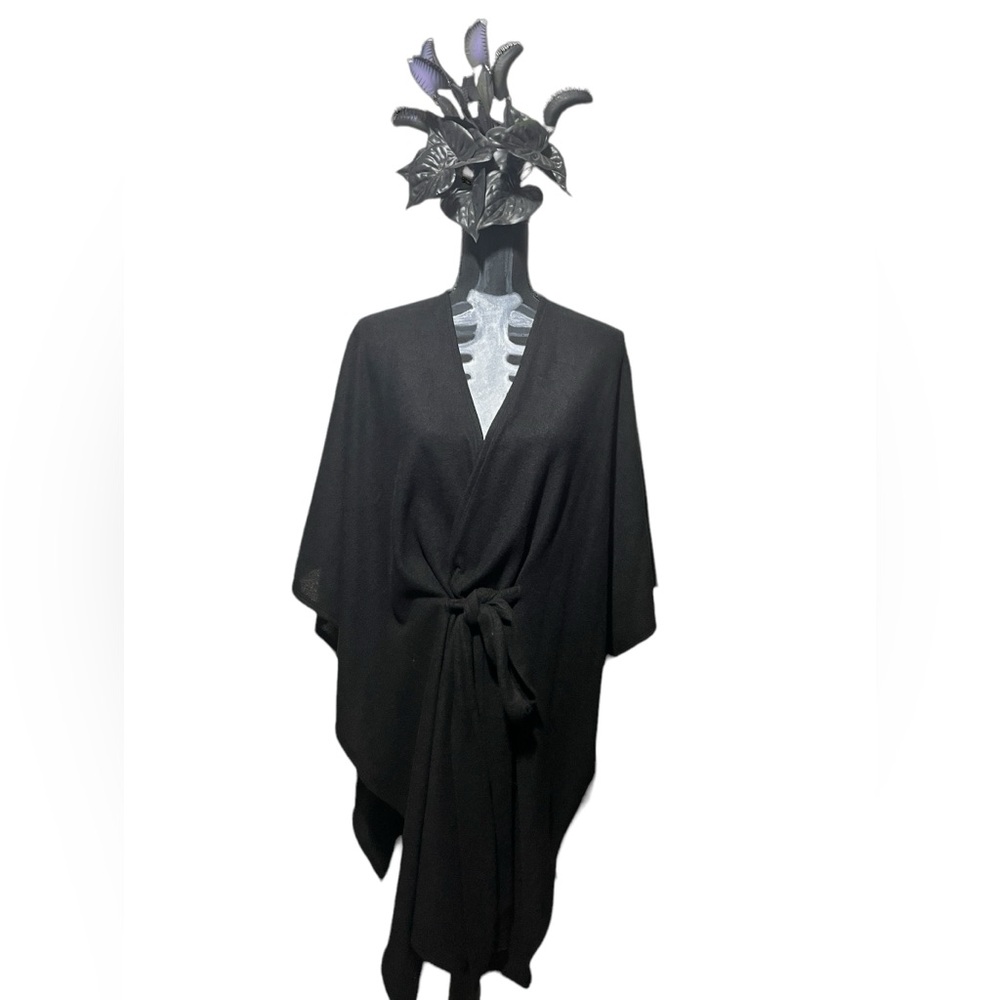 White Birch Black Microfiber Shawl with Tie